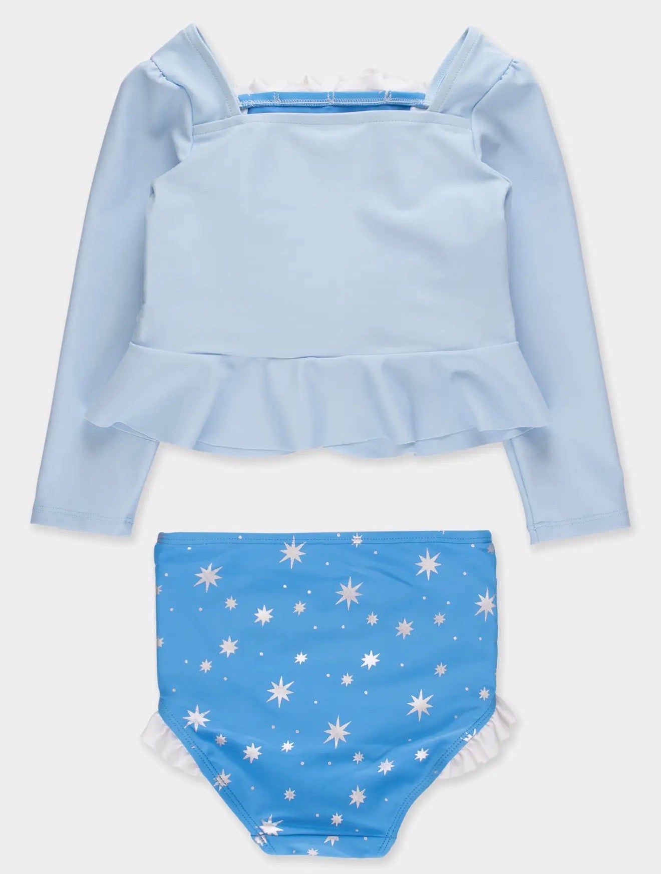 Crystal Blue Princess LS Rash Guard 2-Piece Swimsuit