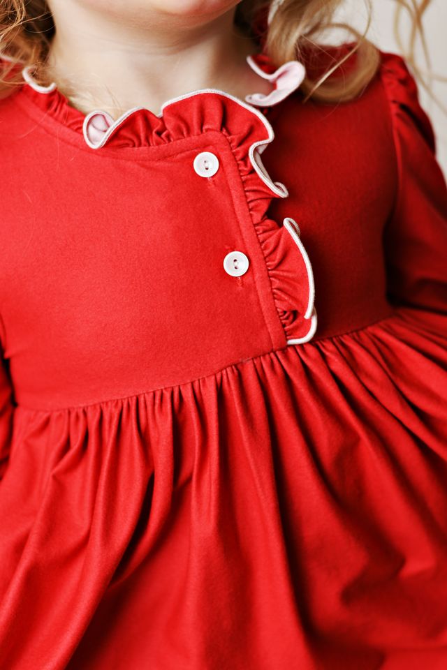 Ruby Red Twirl Ruffle Dress