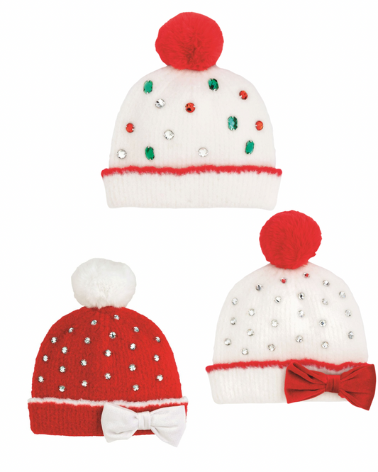Glitzy Rhinestone Christmas Beanie