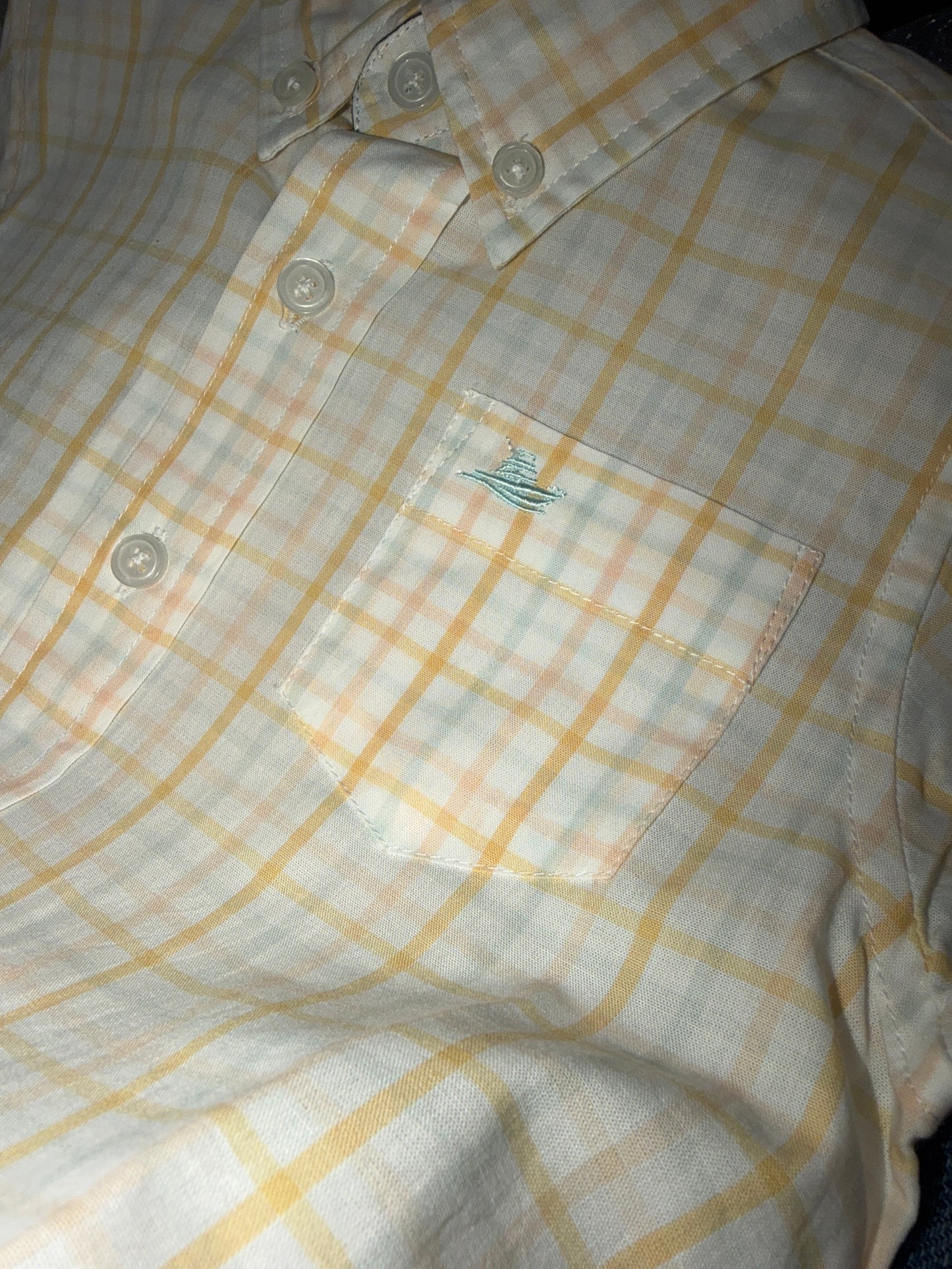 Button Up Dress Shirt- Peach/Yellow