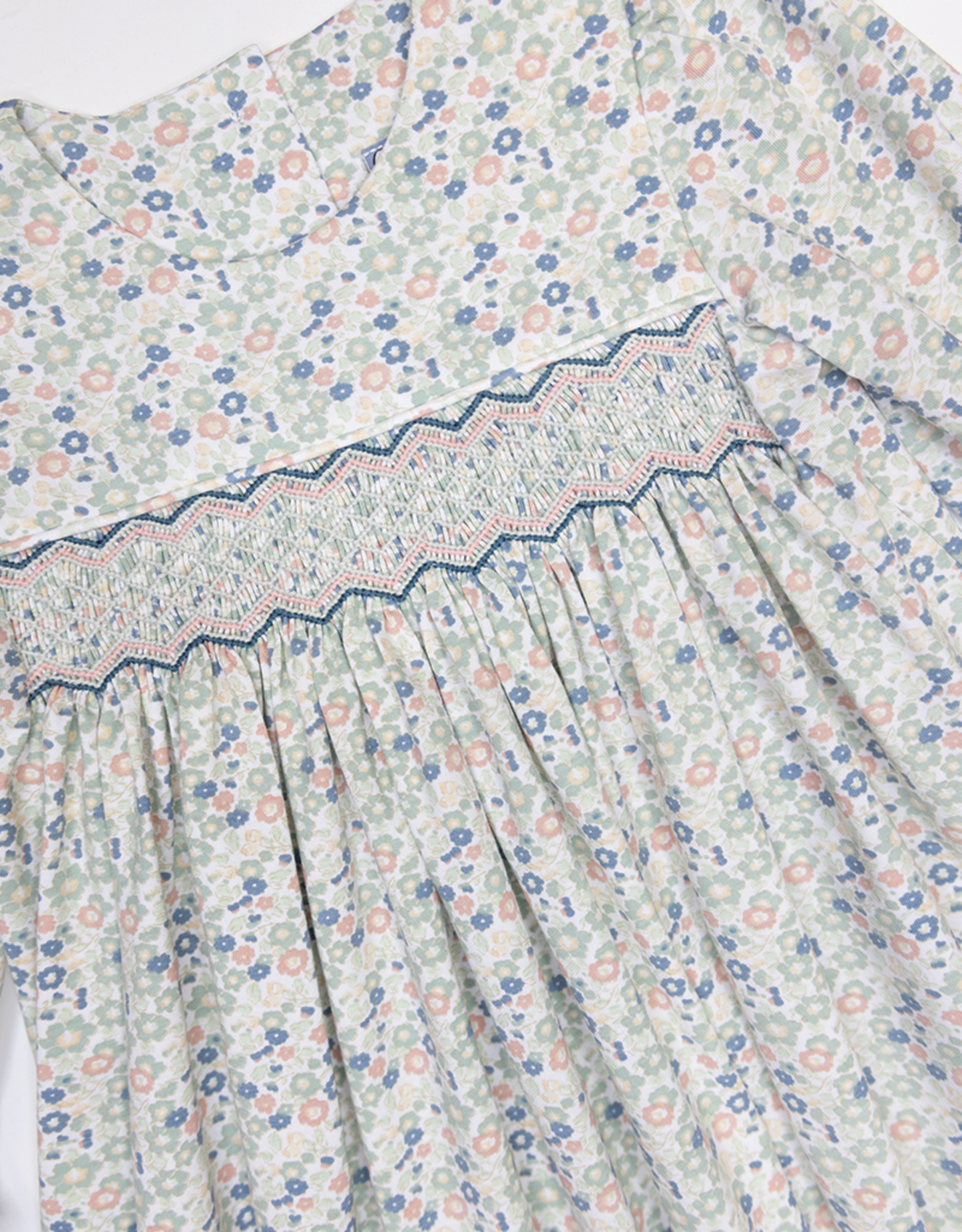 Vintage Ditsy Smocked Geo Dress