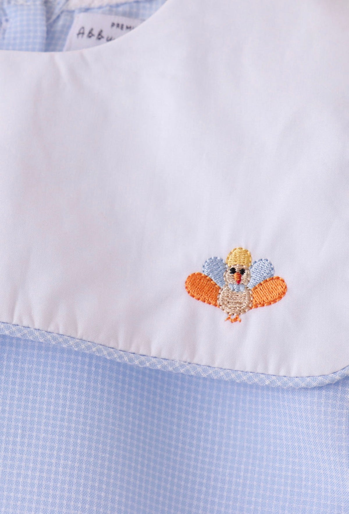 Blue Turkey Embroidered Plaid Set