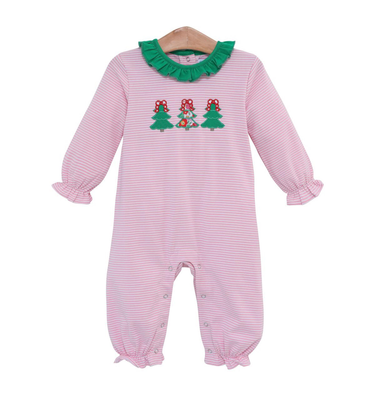 Christmas Tree Appliqué Ruffle Romper