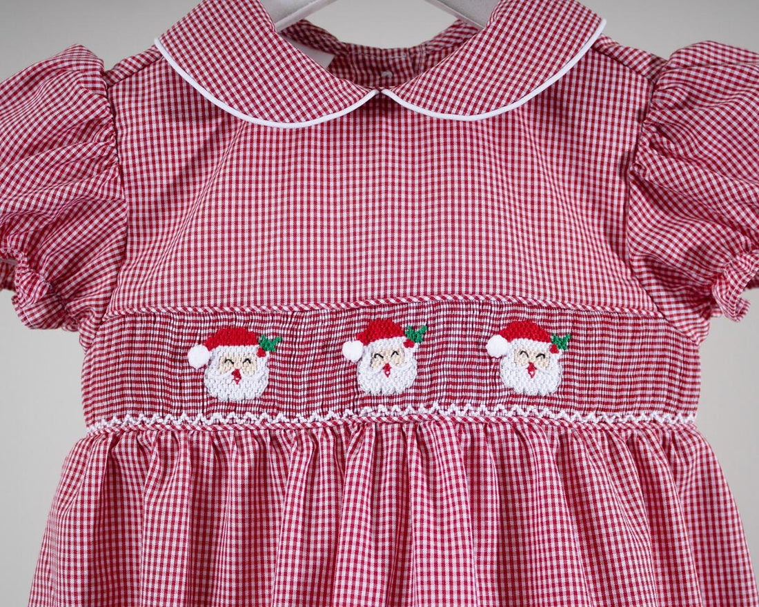 Santa Claus Red Gingham Smocked Dress