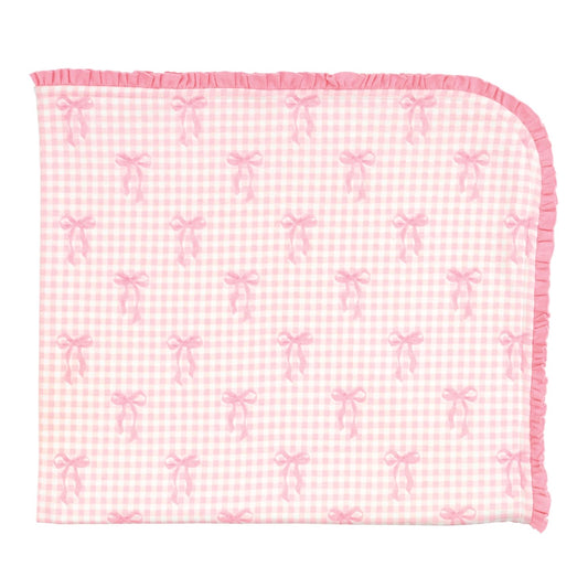 Gingham Bow Ruffle Blanket