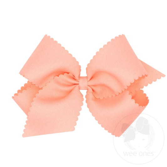 Lt Coral Grosgrain Scalloped Edge Bow
