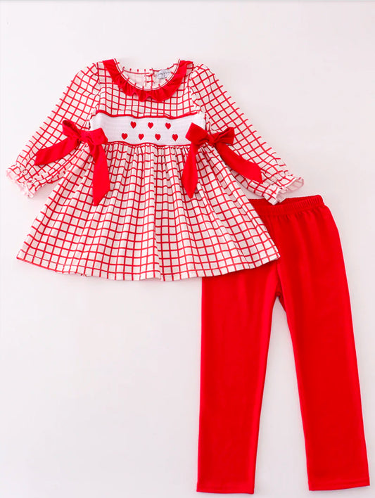 Heart Smocked Legging Set