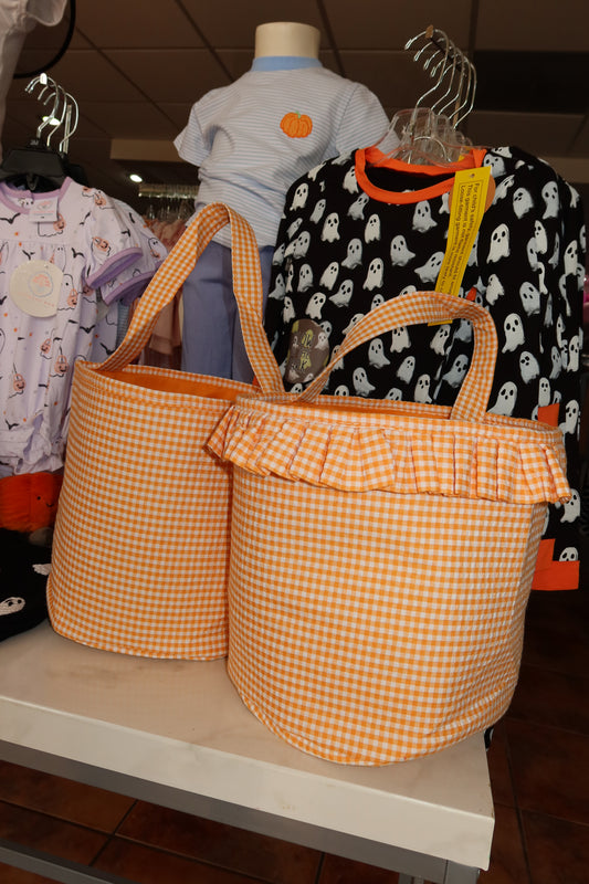 Halloween Boo Basket- Orange Gingham