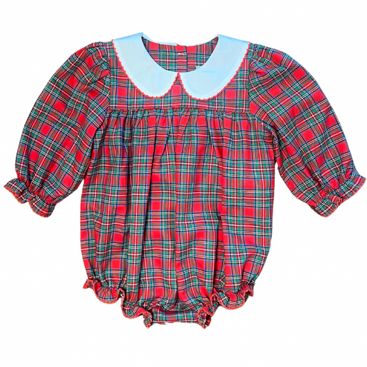 Red/Green Plaid Peter Pan Collar Bubble