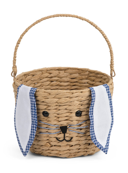 Blue Gingham Wicker Bunny