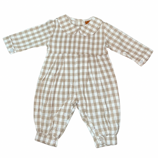 Myles Khaki Gingham Romper