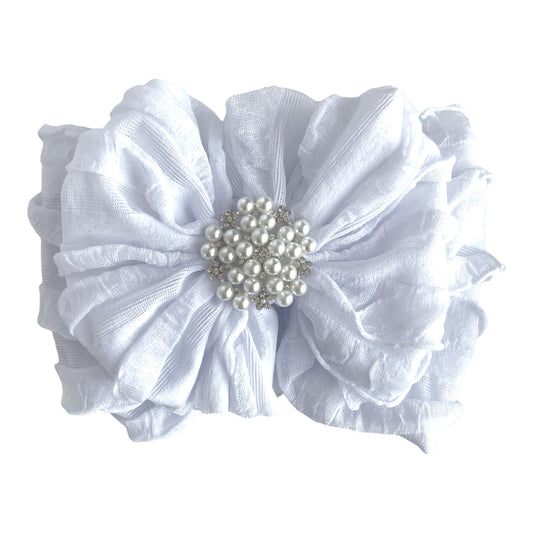 White Pearl Ruffled Headband