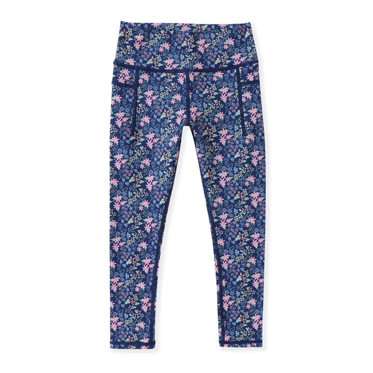 Ditsy Floral Athletic Leggings- Navy