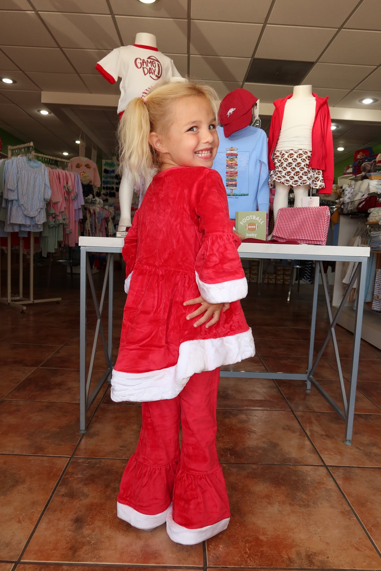 ‼️PRE-ORDER ‼️Red Velour Santa Tunic & Flare Pant Set