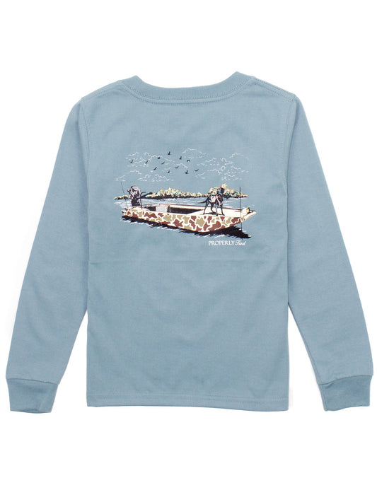 Boys Boat Ride LS Steel Blue