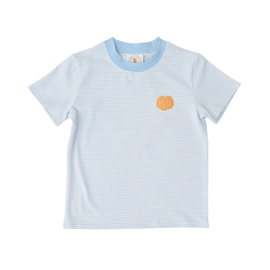 Lil Pumpkin Stripe Embroidered Tee