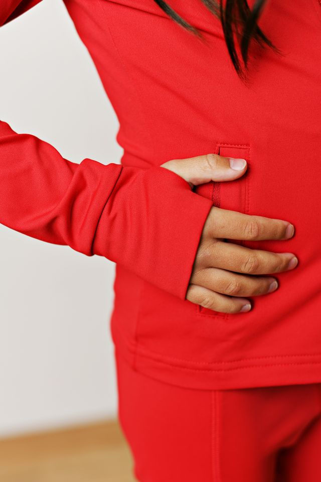 Athletic Zip Up Jacket- Scarlet