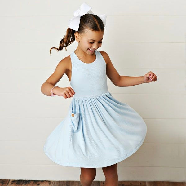 Ella Blue Ribbed Dress