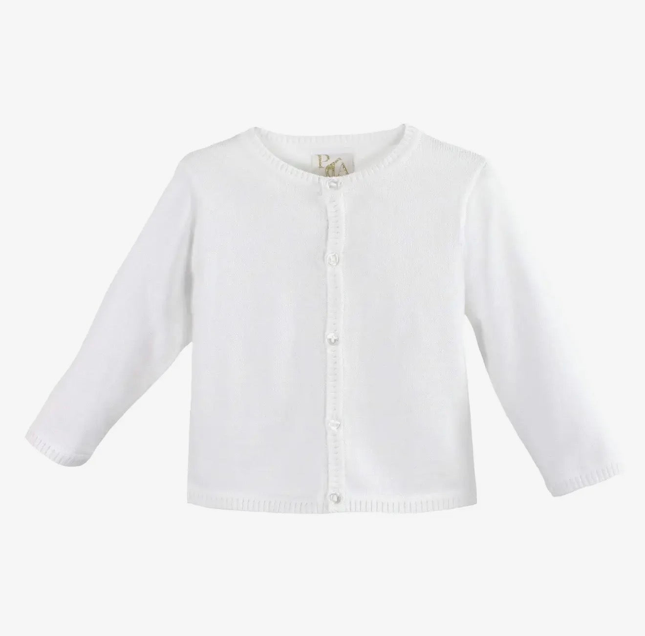 Ladder Edge White Cardigan Sweater