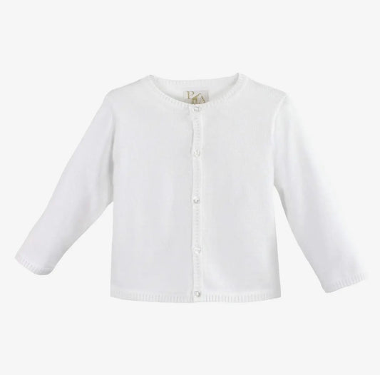 Ladder Edge White Cardigan Sweater