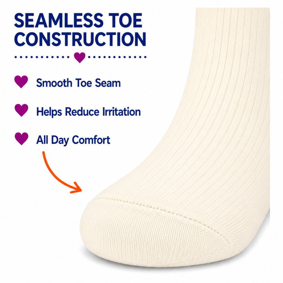 Seamless Smooth Toe Ripple Edge Knee High Socks