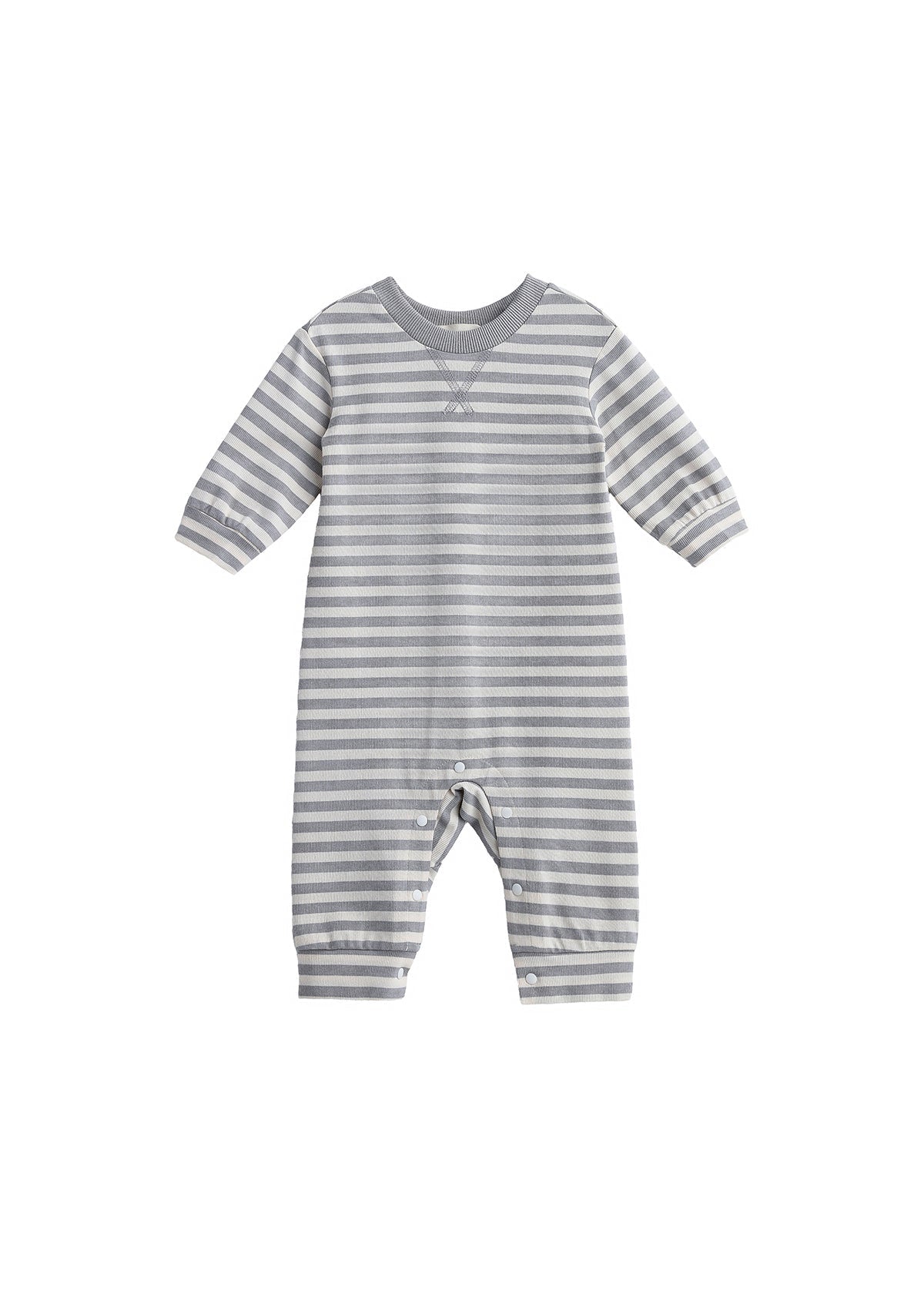 Ethan LS Striped Ribbed Romper