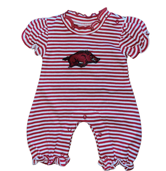 Razorback Stripe Ruffle Romper