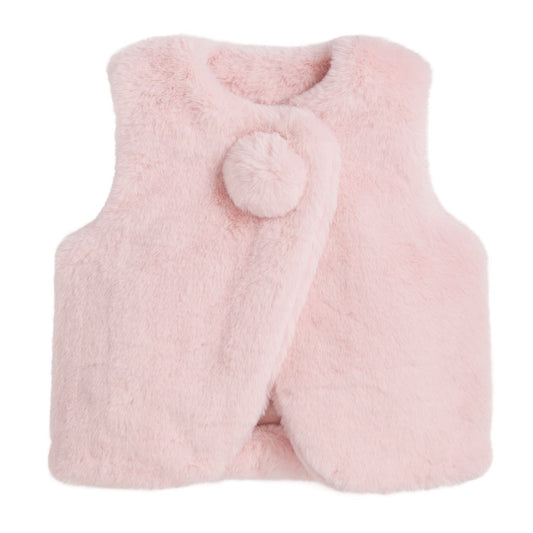 Pink Snap Front Fur Vest