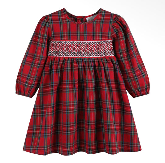 Red & Green Christmas Plaid Smocked Dress