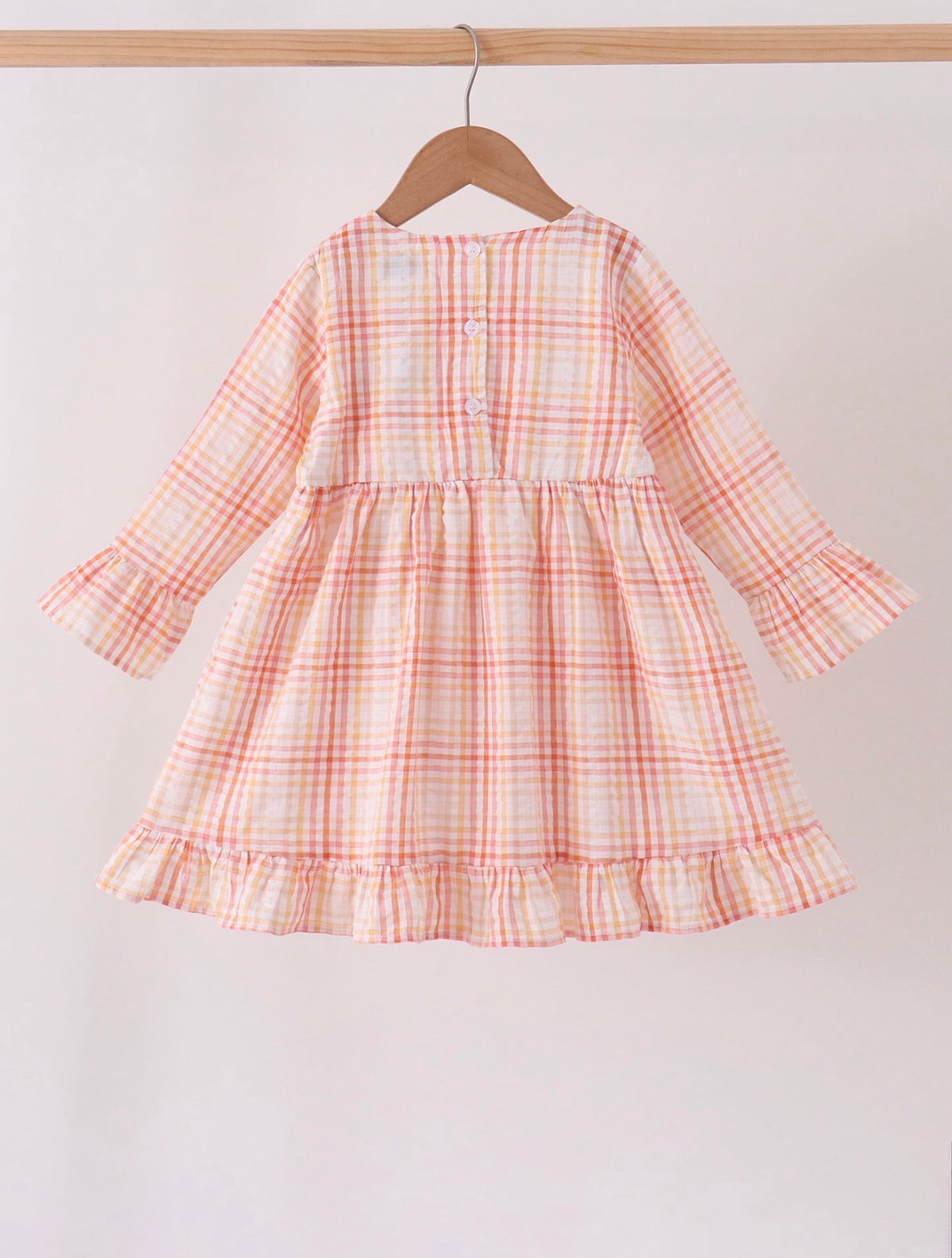 Peach Harvest Plaid Dress