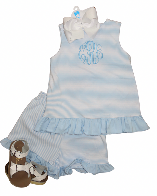 Ellie Short Set- Blue Stripe