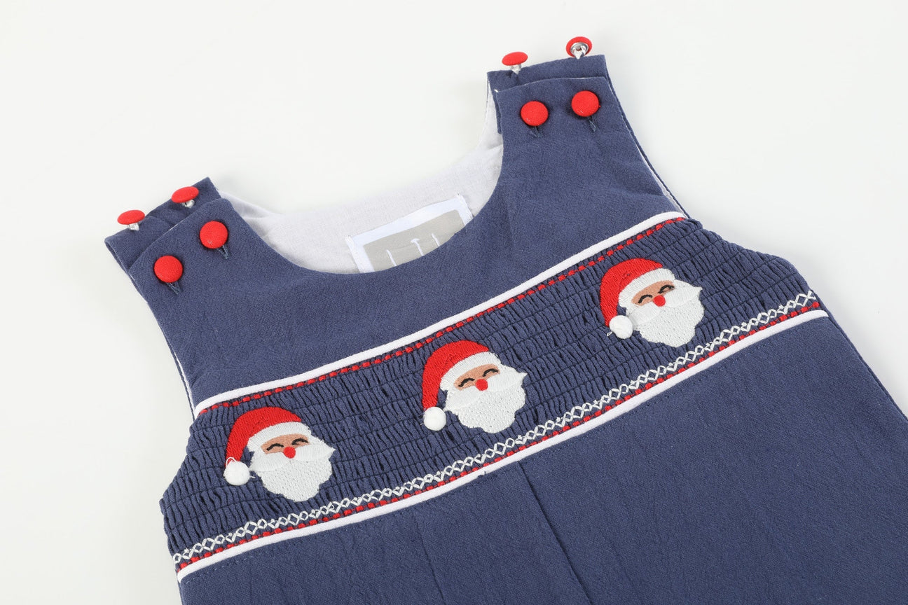 Navy Blue Santa Smocked JonJon