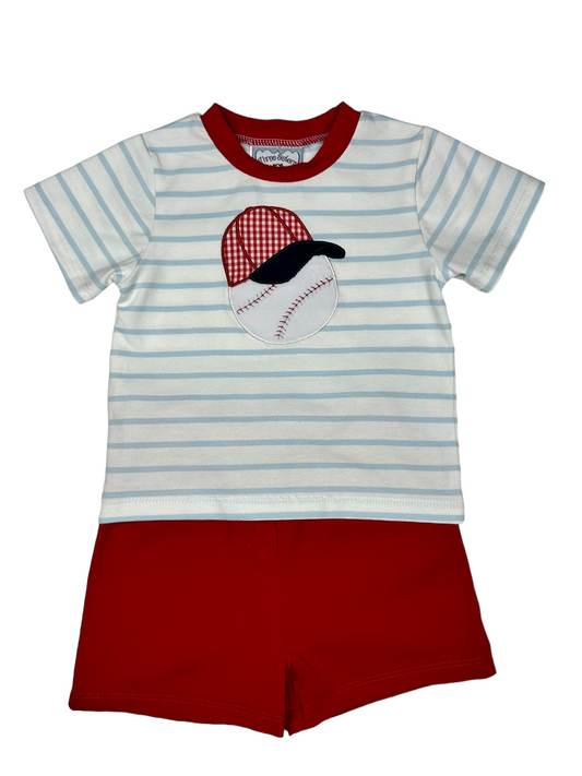 Baseball Boys Appliqué Short Set