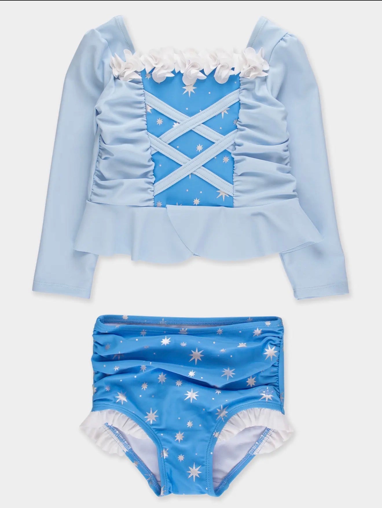 Crystal Blue Princess LS Rash Guard 2-Piece Swimsuit