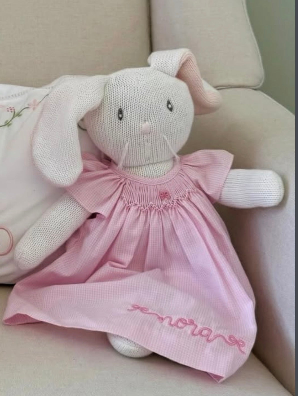 Knit Bunny in Pink Check Dress