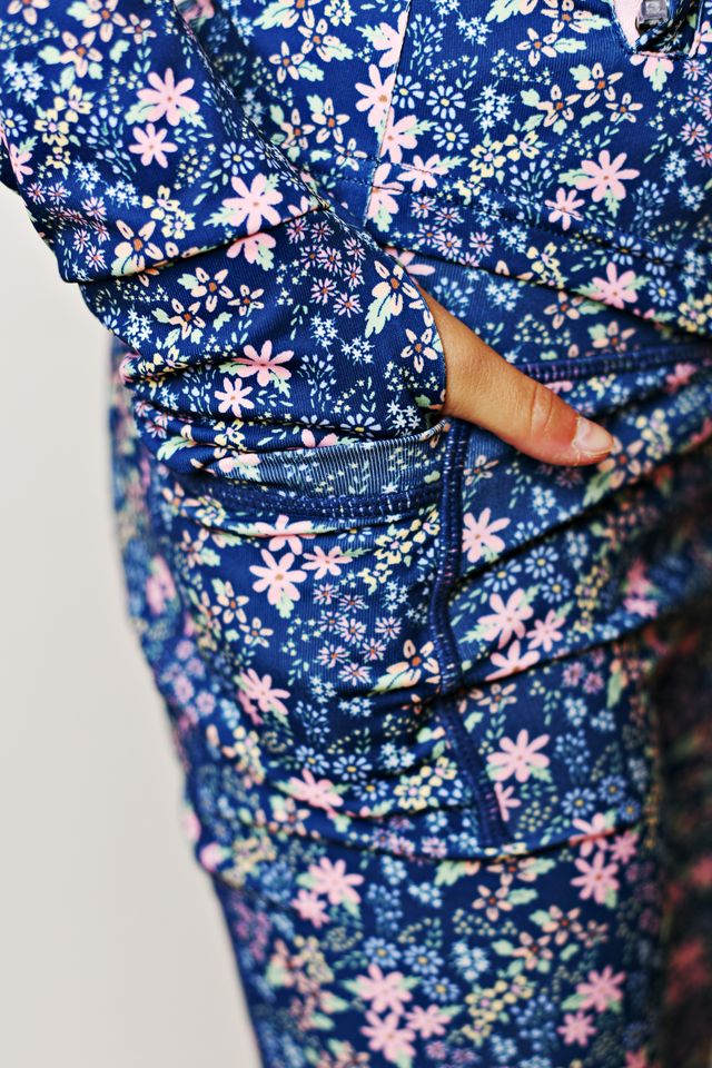 Ditsy Floral Athletic Leggings- Navy