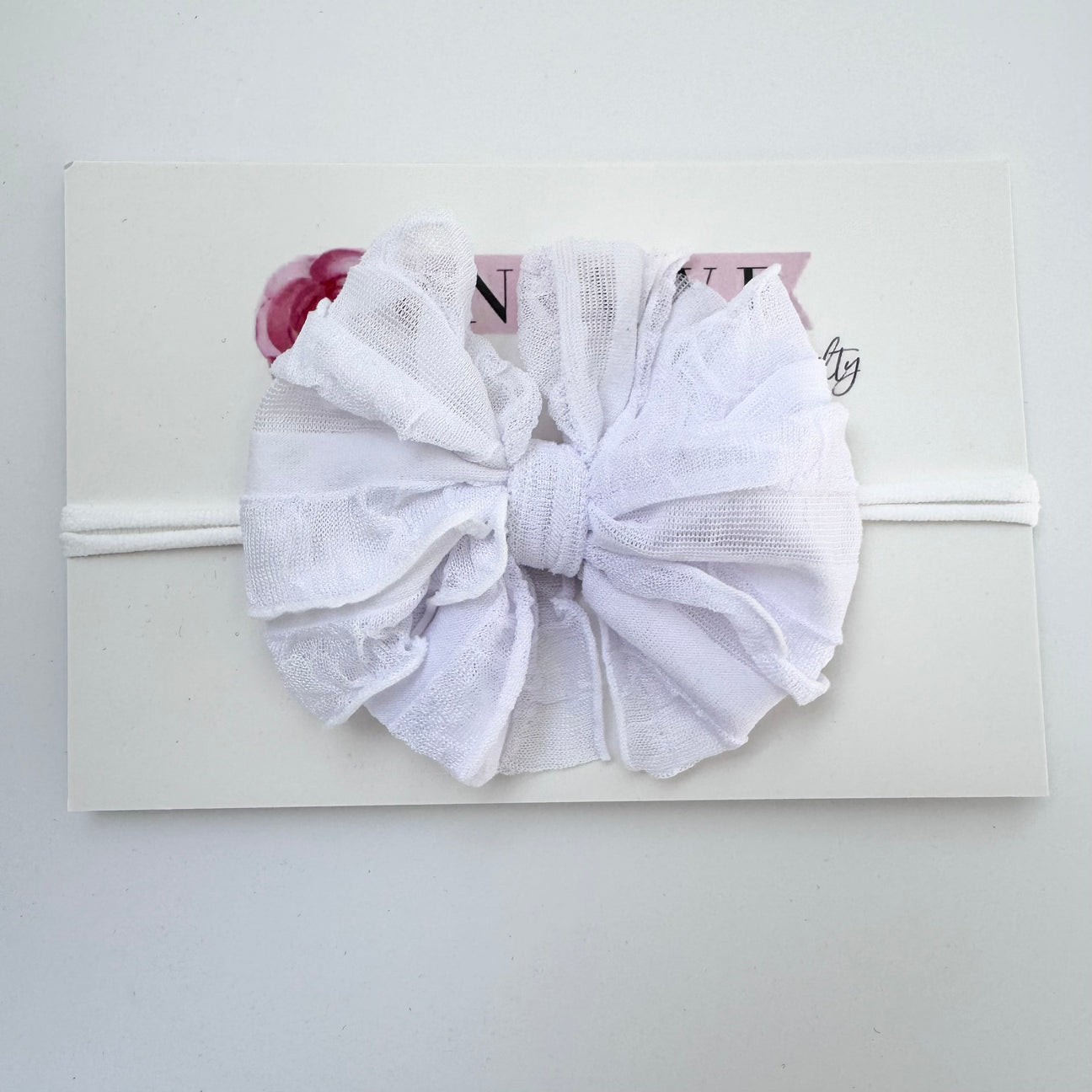 White Mini Ruffled Headband