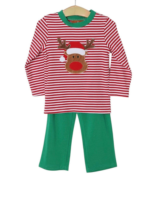 Reindeer Appliqué Boy Pant Set