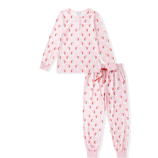 Pink Butterknit Santa Pajamas (Youth & Adult)