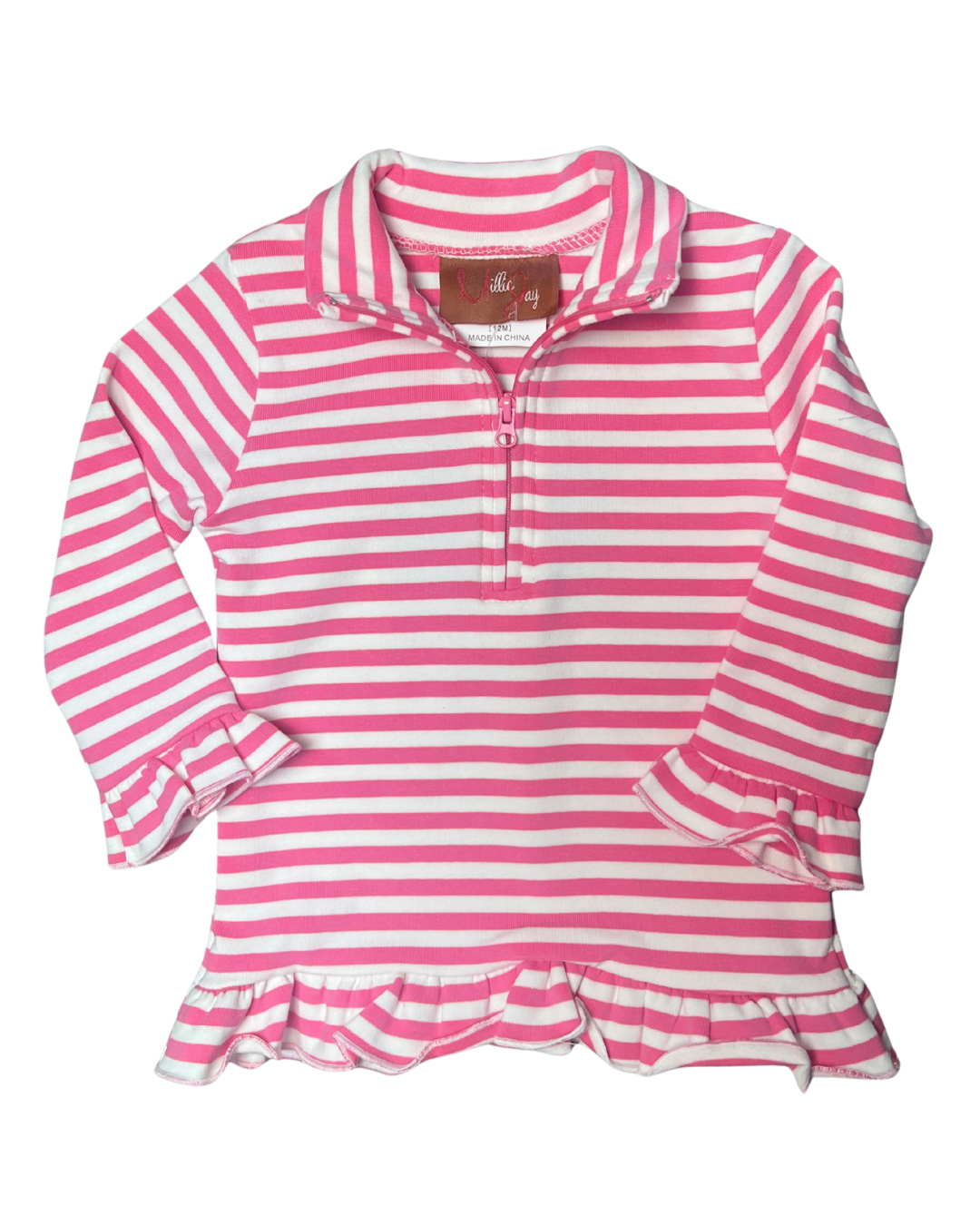 Ellie 1/4 Zip Pink Stripe Pullover