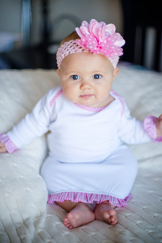 Pink Gingham Trimmed Gown