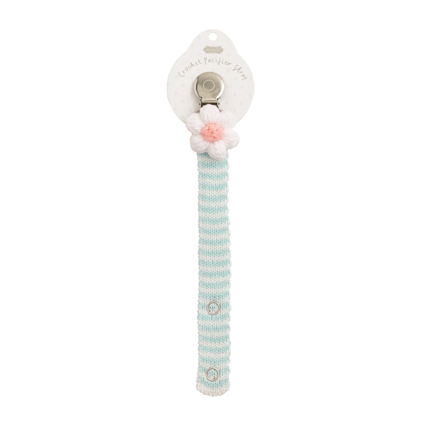 White Flower Crochet Paci Clip