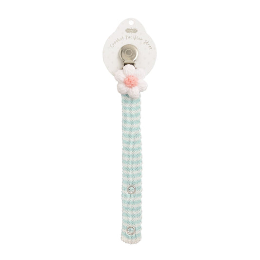 White Flower Crochet Paci Clip