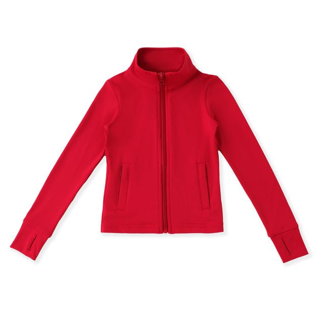 Athletic Zip Up Jacket- Scarlet