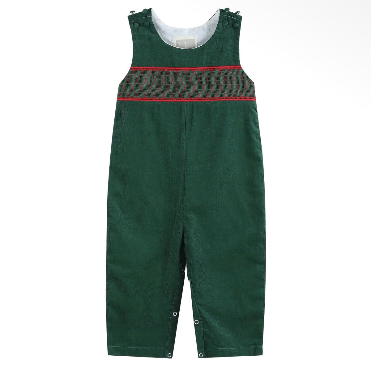 Green Christmas Smocked Overalls
