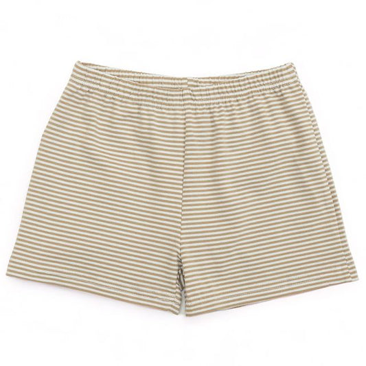 Khaki Stripe Knit Shorts