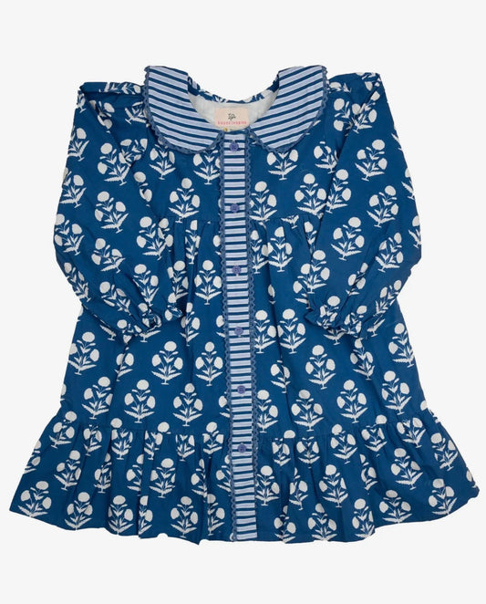 Midnight Bloom Block Print Dress