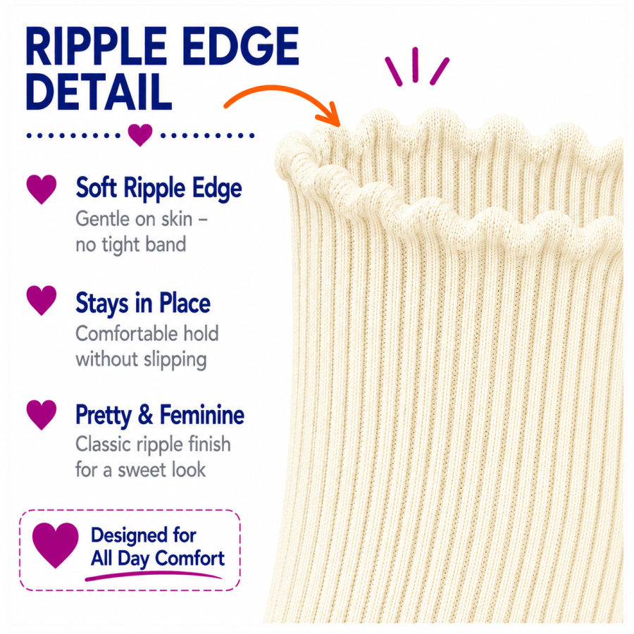 Seamless Smooth Toe Ripple Edge Knee High Socks