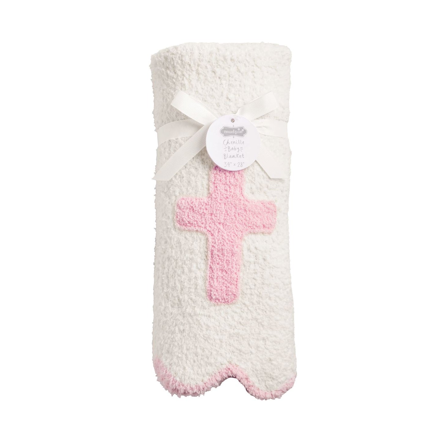 Pink Chenille Cross Blanket