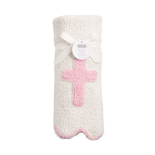 Pink Chenille Cross Blanket